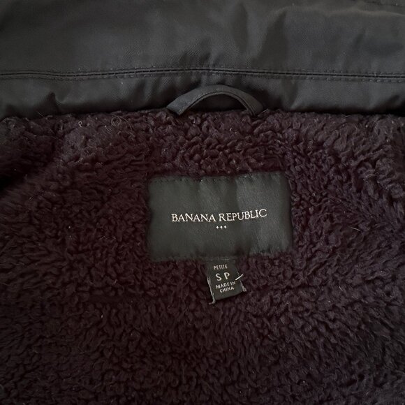 Banana Republinc Fur Lined Hooded Black Winter Coat Jacket Parka - Picture 7 of 10